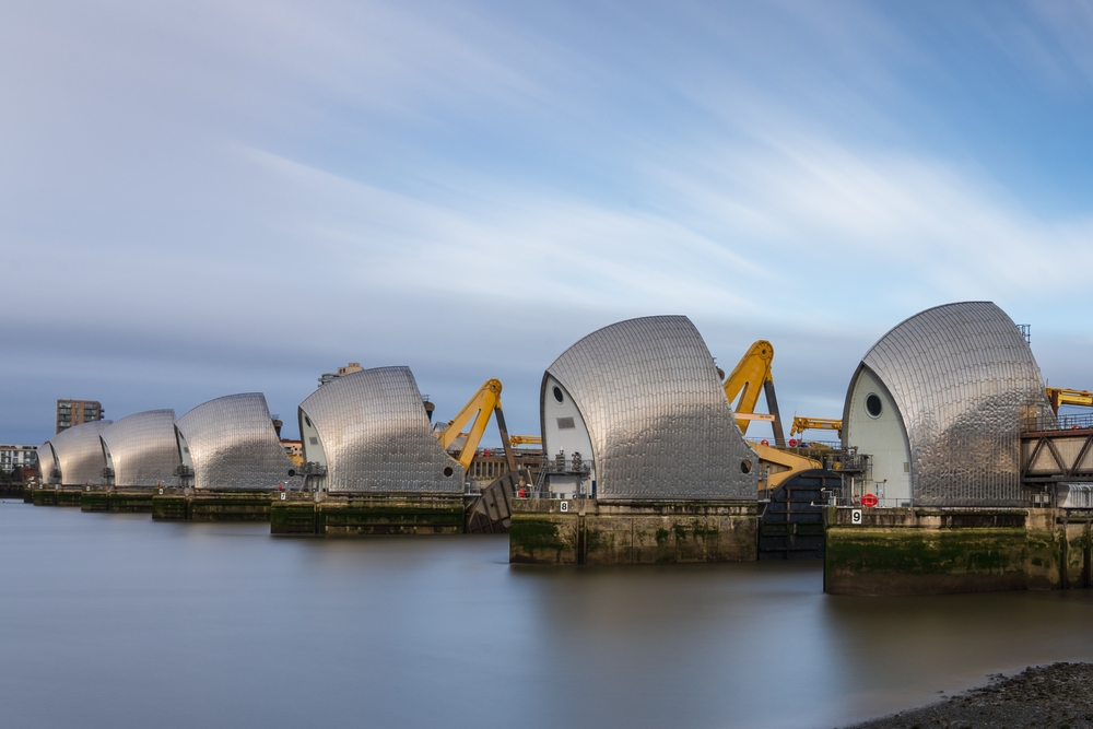 Long,Exposure,Shot,Of,Thames,Barrier,From,The,South,Side